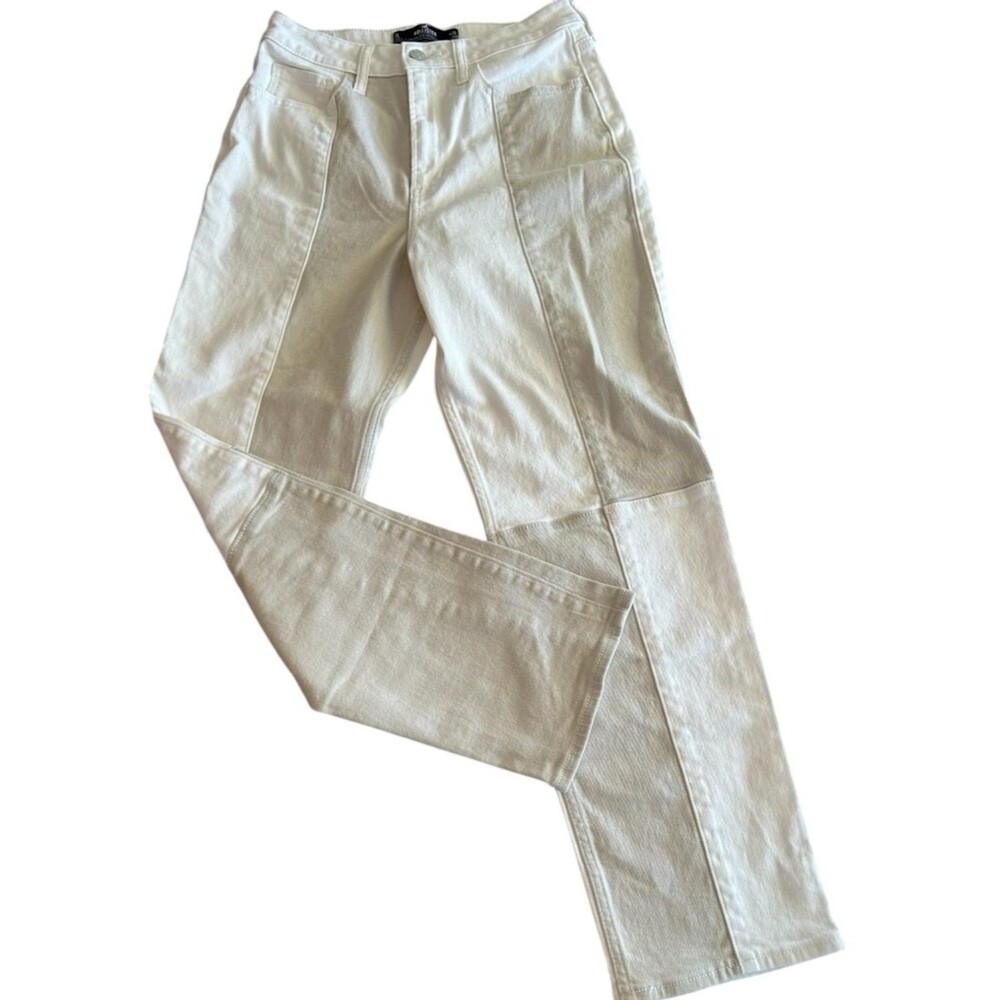 Hollister - Ultra High‑Rise Straight Jeans - Neutral Colorblock Patchwork - W28
